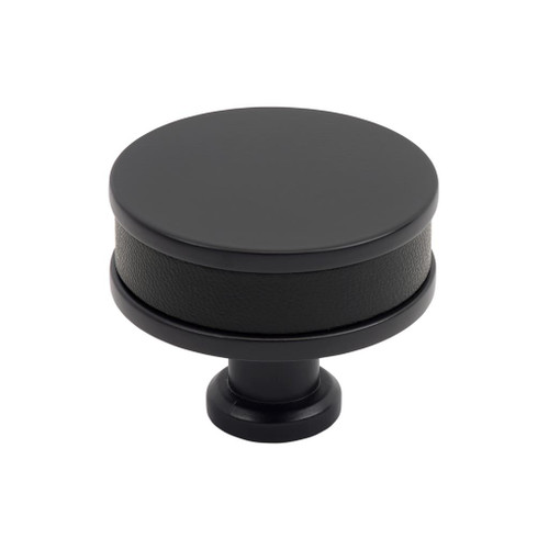 Amerock, Fairlane, 1 1/2" (38mm)  Round Knob, Black Leather with Matte Black