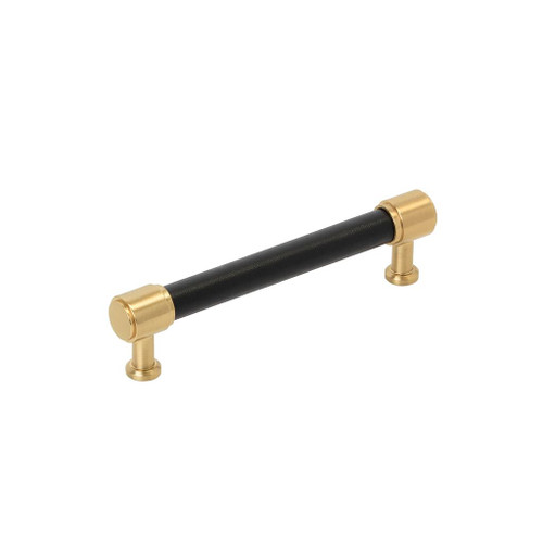 Amerock, Fairlane, 5 1/16" (128mm) Straight Pull, Black Leather with Champagne Bronze Amerock, Fairlane, 5 1/16" (128mm) Straight Pull, Black Leather with Champagne Bronze