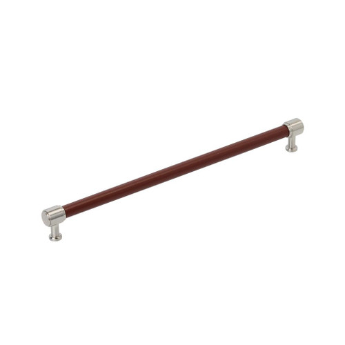 Amerock, Fairlane, 12 5/8" (320mm) Straight Pull, Brown Leather with Satin Nickel