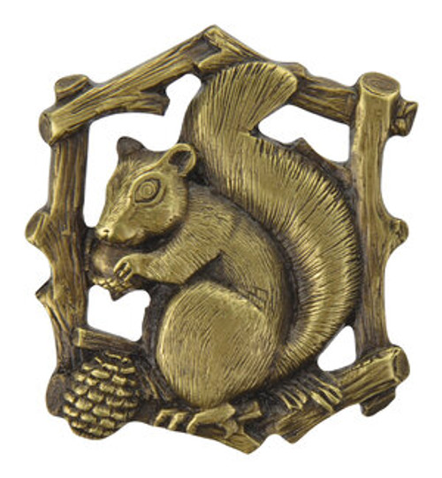 Notting Hill, Woodland, Grey Squirrel, 1 1/2" Rectangle Knob, Antique Brass, Right side