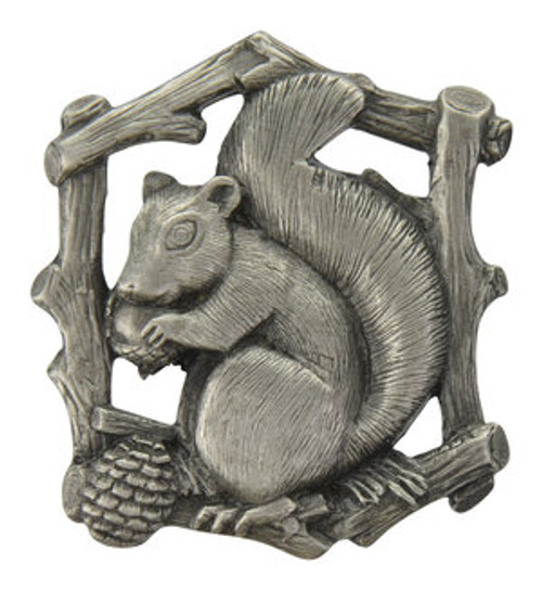 Notting Hill, Woodland, Grey Squirrel, 1 1/2" Rectangle Knob, Antique Pewter, Right side