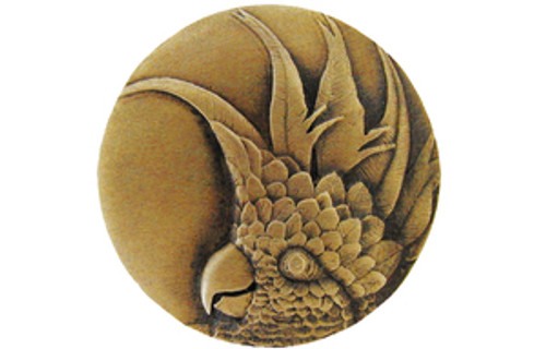 Notting Hill, Tropical, Cockatoo, 2" Round Knob, Antique Brass, Large, Right side