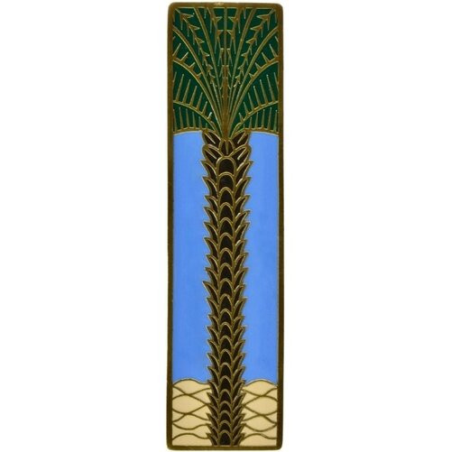 Notting Hill, Tropical, Royal Palm, 3" Straight Pull, Antique Brass with Periwinkle, Vertical