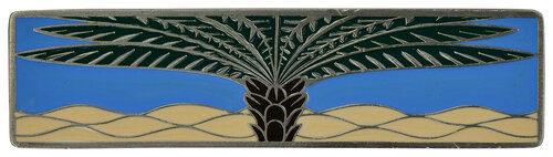 Notting Hill, Tropical, Royal Palm, 3" Straight Pull, Antique Pewter with Periwinkle, Horizontal