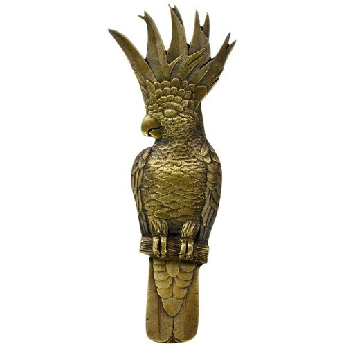 Notting Hill, Tropical, Cockatoo, 3" Pull, Antique Brass, Vertical, Right side