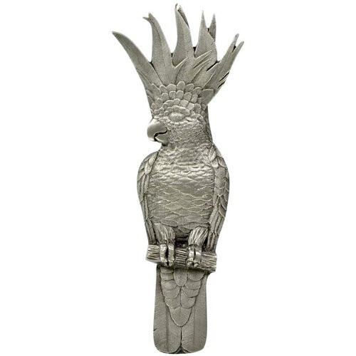 Notting Hill, Tropical, Cockatoo, 3" Pull, Antique Pewter, Vertical, Right side