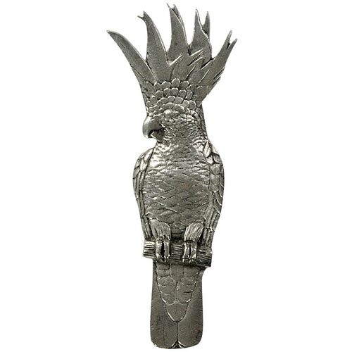 Notting Hill, Tropical, Cockatoo, 3" Pull, Brilliant Pewter, Vertical, Right side