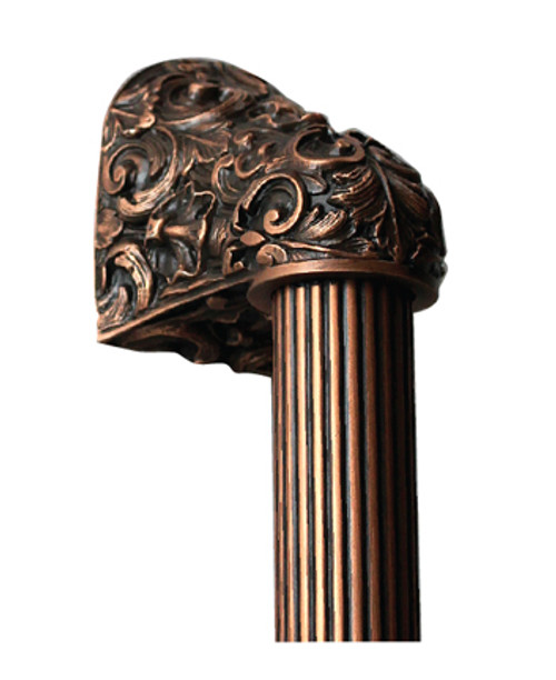 Notting Hill, King's Road, Acanthus, Antique Copper with 8" Fluted Bar Appliance Pull, 12" Total Length