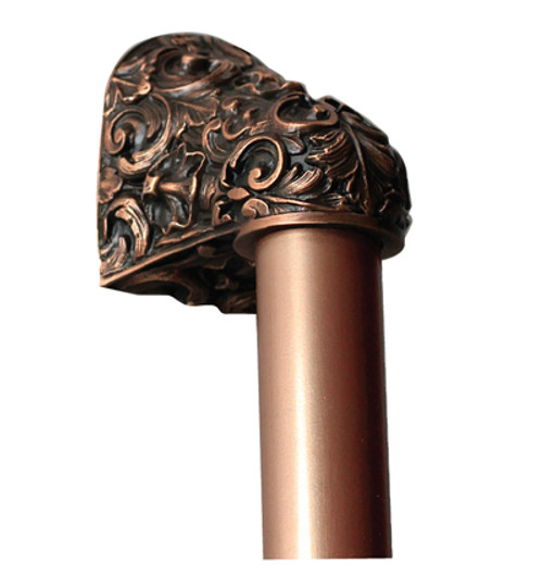 Notting Hill, King's Road, Acanthus, Antique Copper with 10" Plain Bar Appliance Pull, 14" Total Length