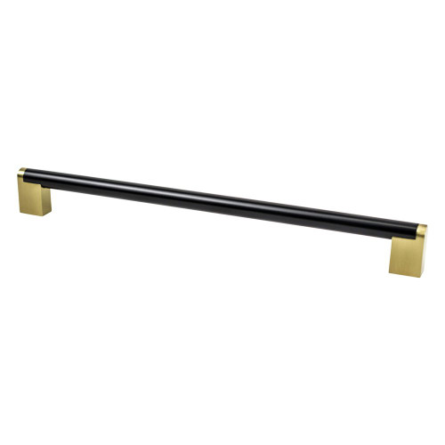 Berenson, Studio Remix, 12" (305mm) Straight Appliance Pull, Matte Black and Modern Brushed Gold