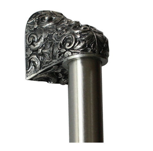 Notting Hill, King's Road, Acanthus, Brilliant Pewter with 10" Plain Bar Appliance Pull, 14" Total Length