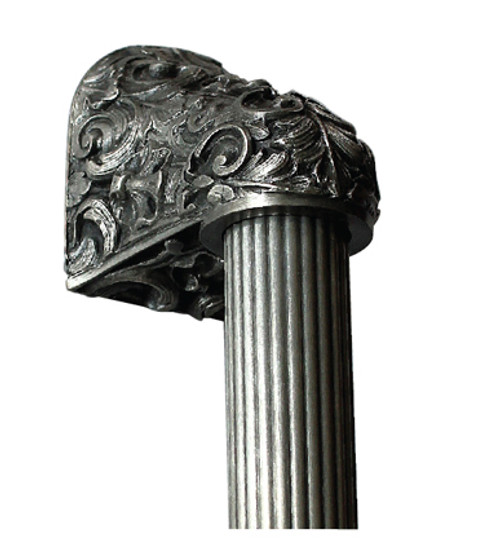 Notting Hill, King's Road, Acanthus, Brilliant Pewter with 12" (305mm) Fluted Bar Appliance Pull, 16" Total Length