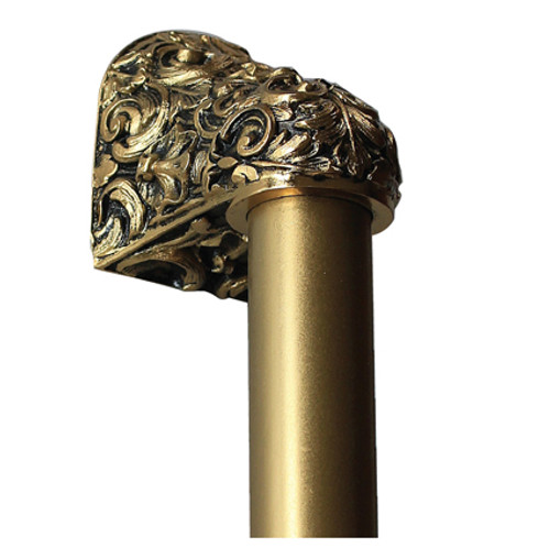 Notting Hill, King's Road, Acanthus, 24K Satin Gold with 12" (305mm) Plain Bar Appliance Pull, 16" Total Length