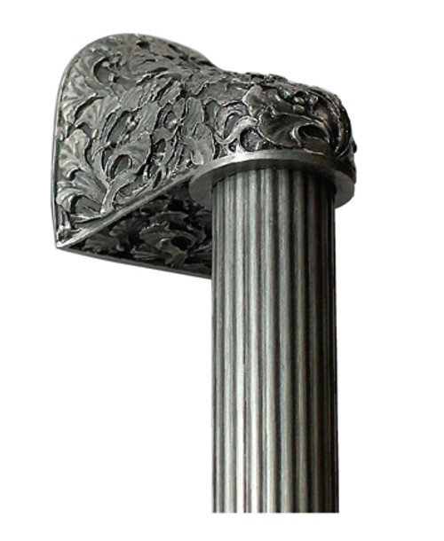 Notting Hill, Florals and Leaves, Florid Leaves, Antique Pewter with 10" Fluted Bar Appliance Pull, 14" Total Length