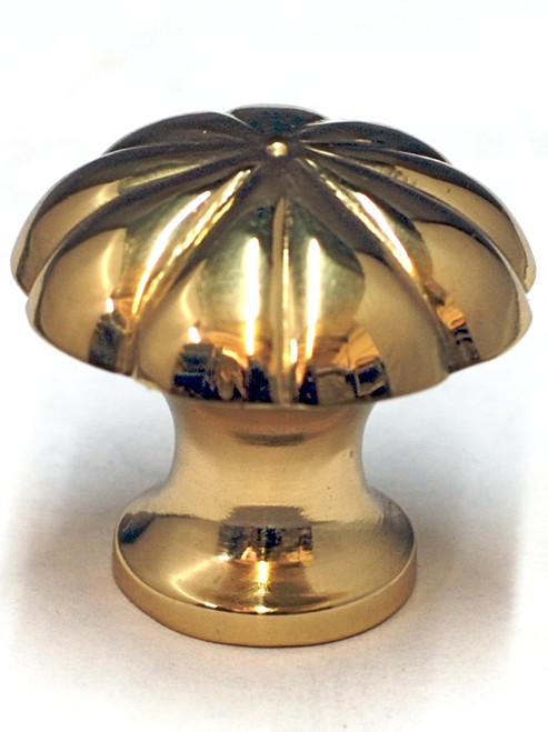 Cal Crystal, Vintage Brass, 1 1/4" Fluted Knob, Polished Brass