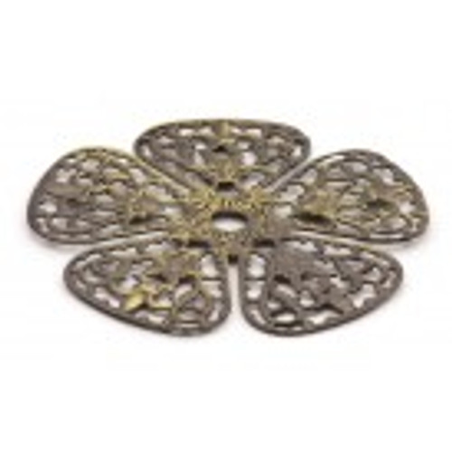 Cal Crystal, Backplates, 1 3/4" Rounded Flower Knob Backplate, Antique Brass