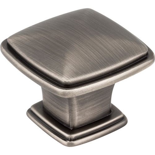 Jeffrey Alexander, Milan 1, 1 3/16" Square Knob, Brushed Pewter