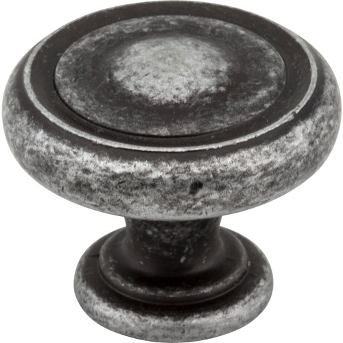 Jeffrey Alexander, Bremen 1, 1 1/4" Round Knob, Distressed Antique Silver