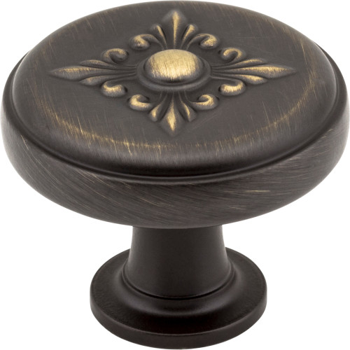 Jeffrey Alexander, Lafayette, 1 3/8" Baroque Round Knob, Antique Brushed Satin Brass