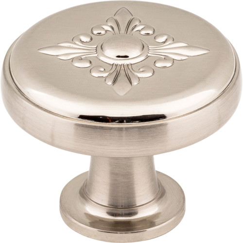 Jeffrey Alexander, Lafayette, 1 3/8" Baroque Round Knob, Satin Nickel