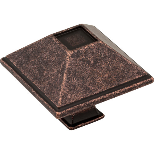 Jeffrey Alexander, Tahoe, 1 1/2" Square Knob, Distressed Oil Rubbed Bronze