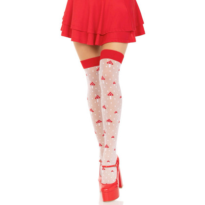 Leg Avenue Polka Dot Mushroom Thigh High - One Size