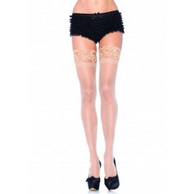 Leg Avenue Stay Up Lace Top Sheer Thigh Highs - One Size - Nude