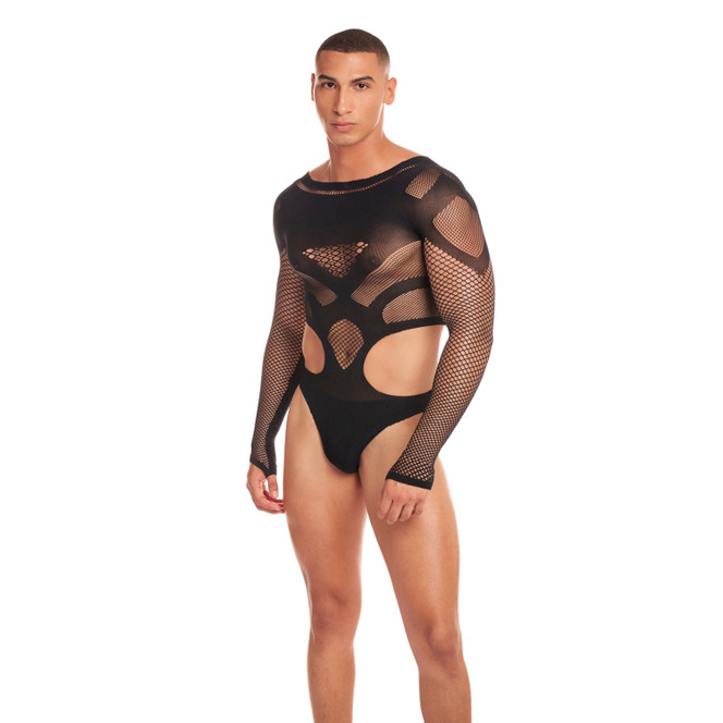 Pink Lipstick Out of Orbit Bodysuit - Black