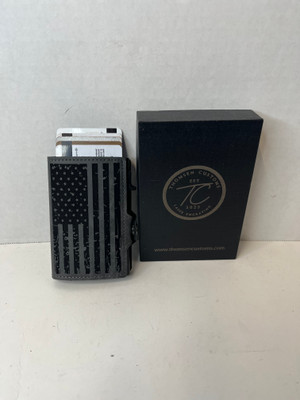 Distressed American Flag Gray Leather Pop Up Wallet