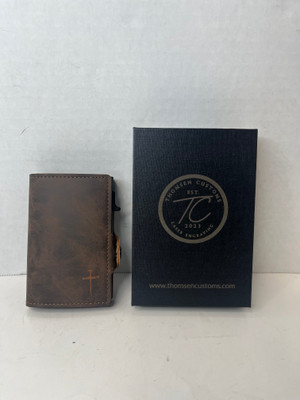 Nail Cross Brown Leather Pop Up Wallet
