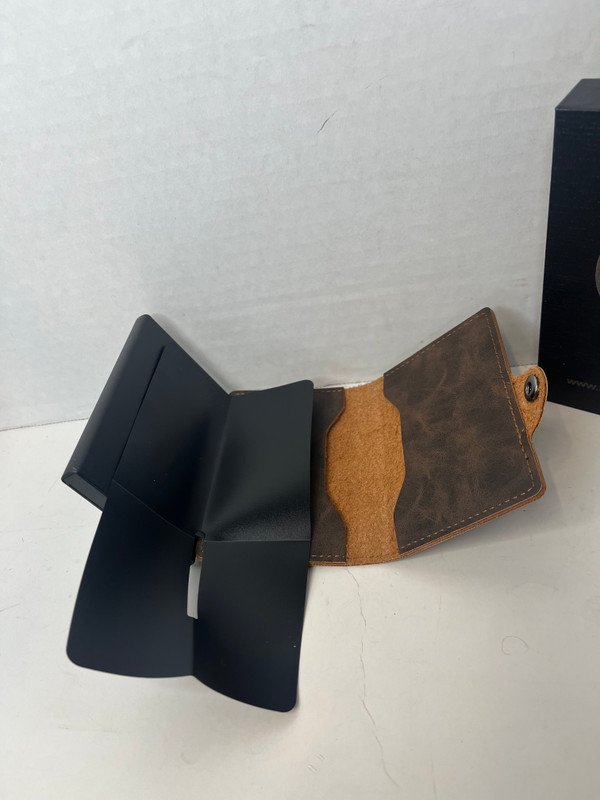 Nail Cross Brown Leather Pop Up Wallet