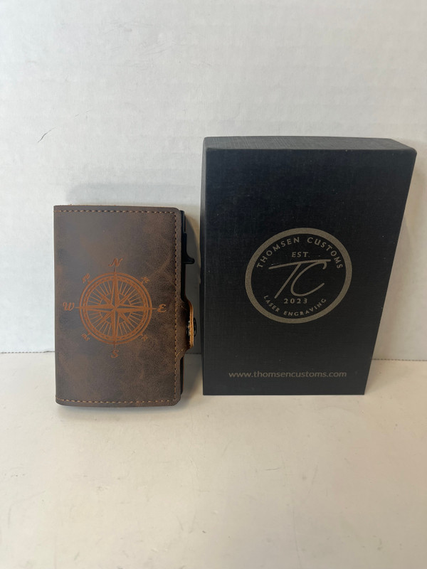 Rose Compass Brown Leather Pop Up Wallet