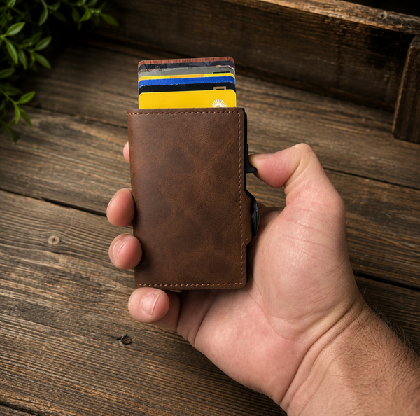 Rose Compass Brown Leather Pop Up Wallet
