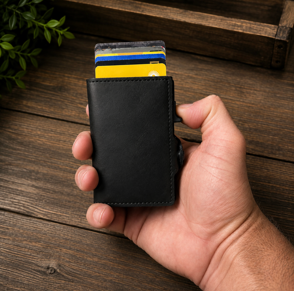 Spartan Helmet Black Leather Pop Up Wallet