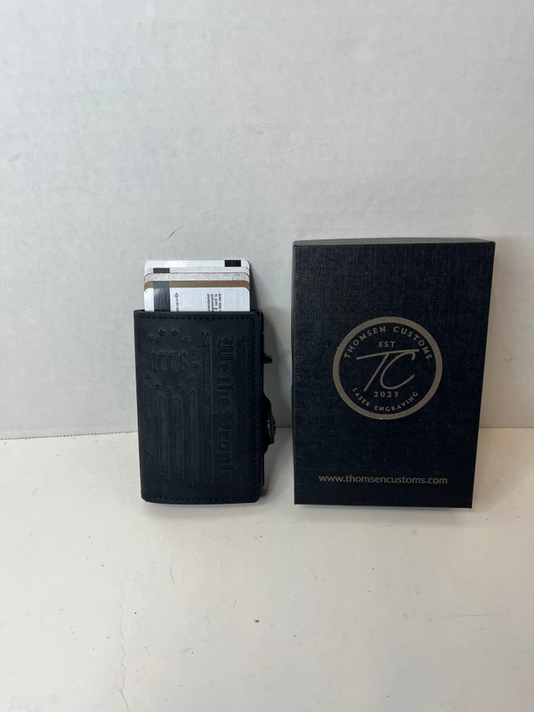 1776 Black American Flag Leather Pop Up Wallet