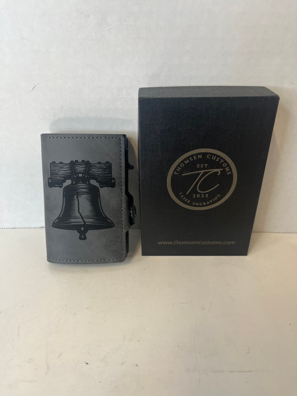 Liberty Bell Gray Leather Pop Up Wallet