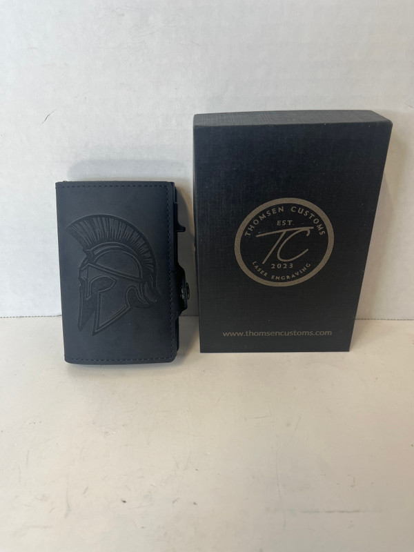 Spartan Helmet Black Leather Pop Up Wallet