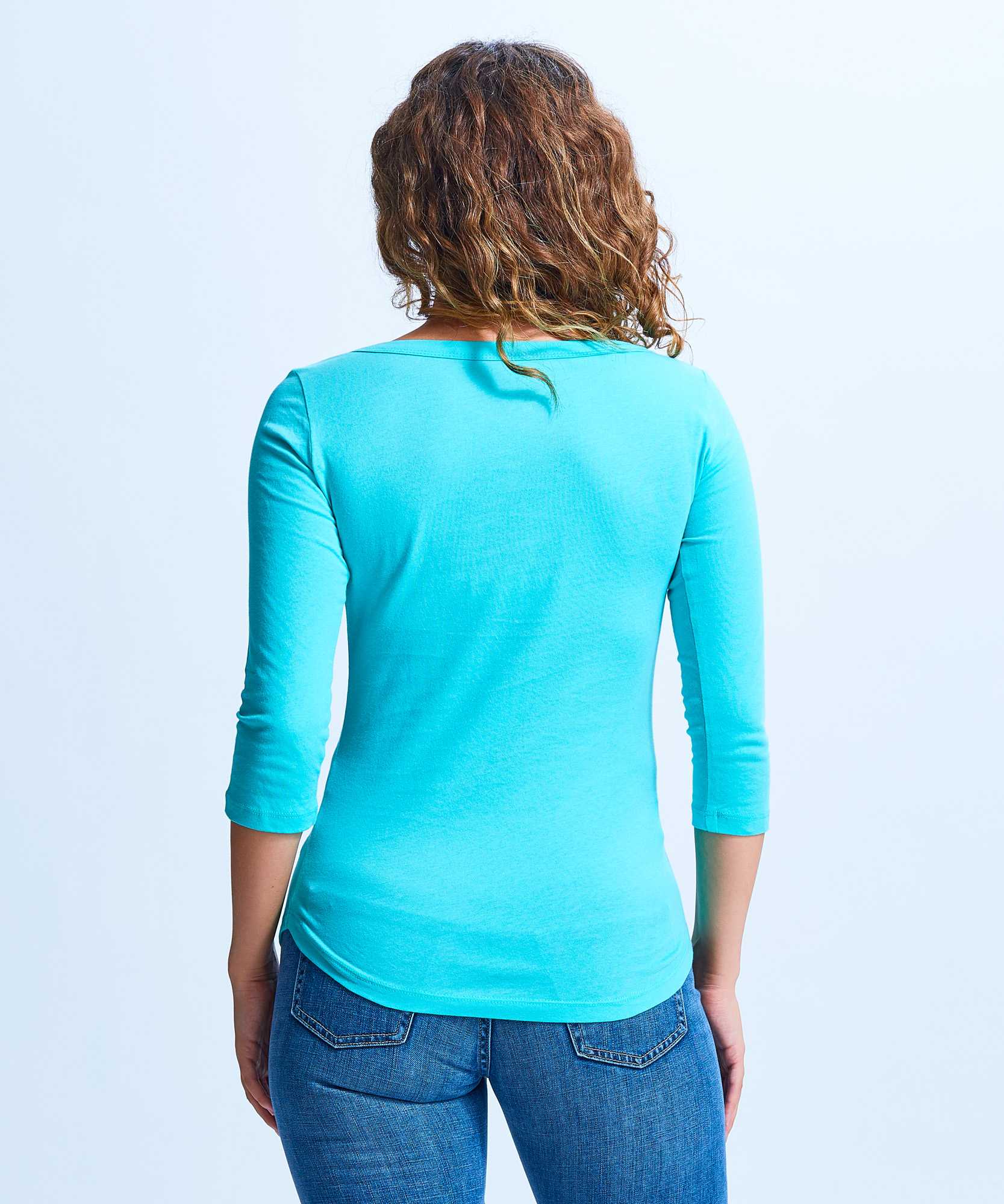 Boat Neck 3/4 Slv Fitted Top: Stylish and Comfortable