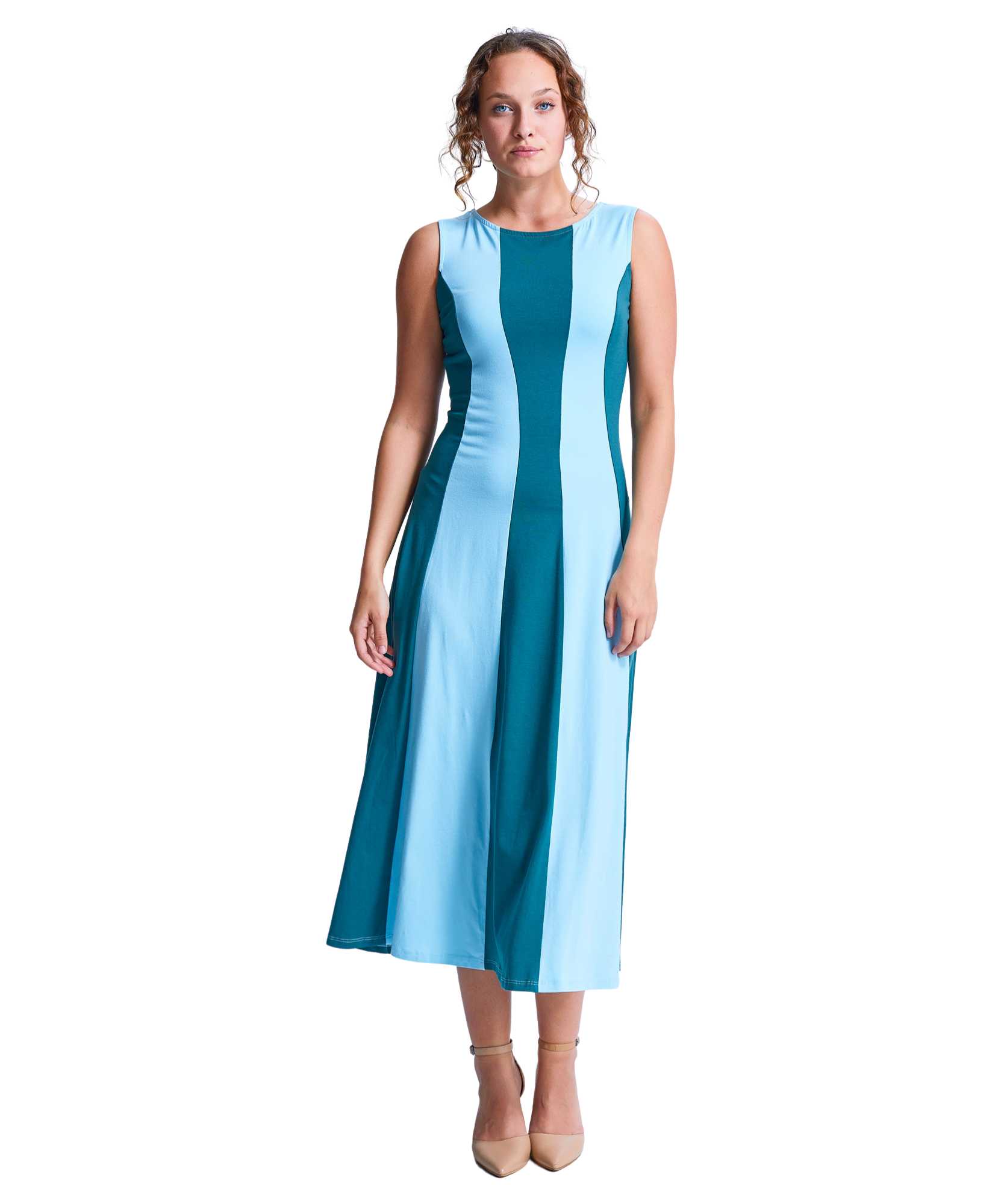 【I AM MARI】Elshran Sleeveless Long One Piece Product | LSPACE Printed Kendal One Piece - Golden Hour Blooms