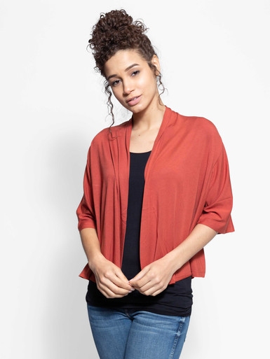 Elbow Sleeve Cropped Modal Cardigan: Soft & Stylish