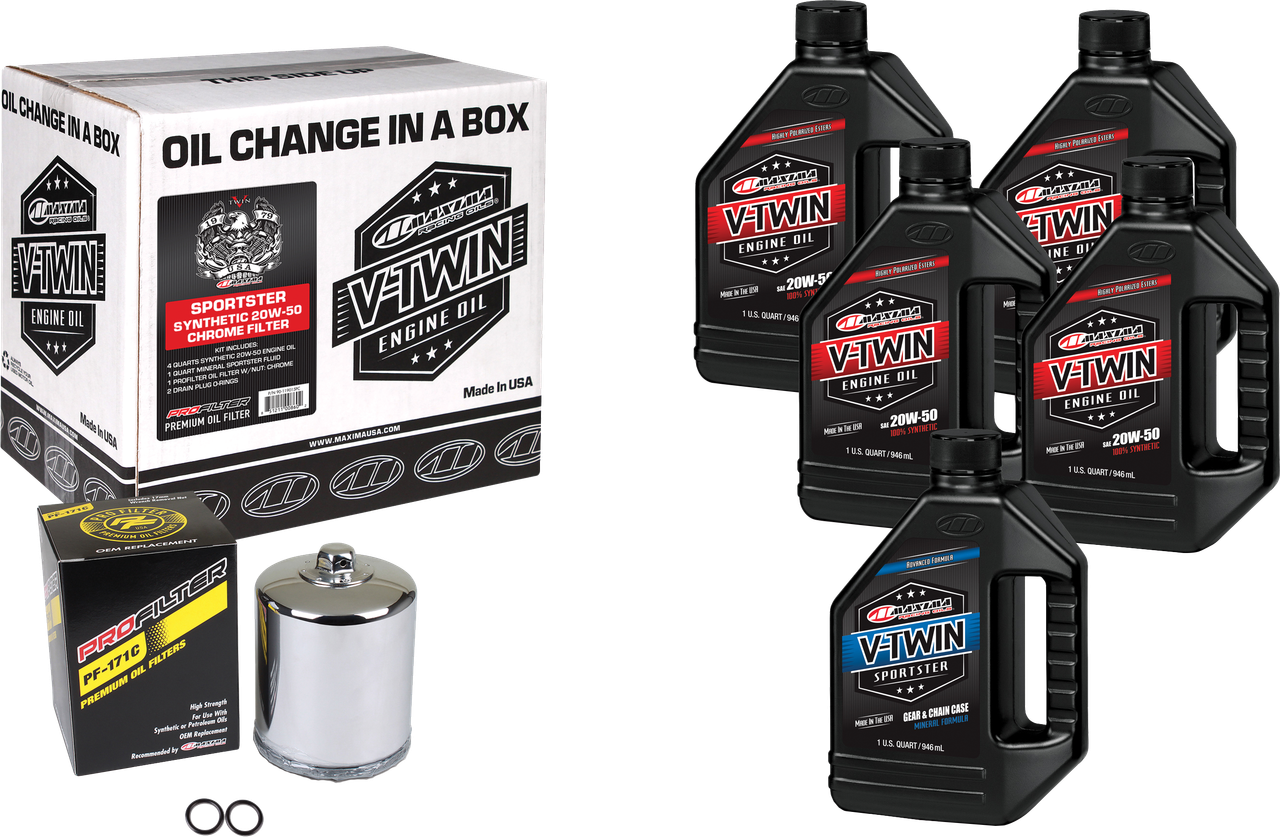 V Twin Syn Oil Change Kit Xl Chrome Filter