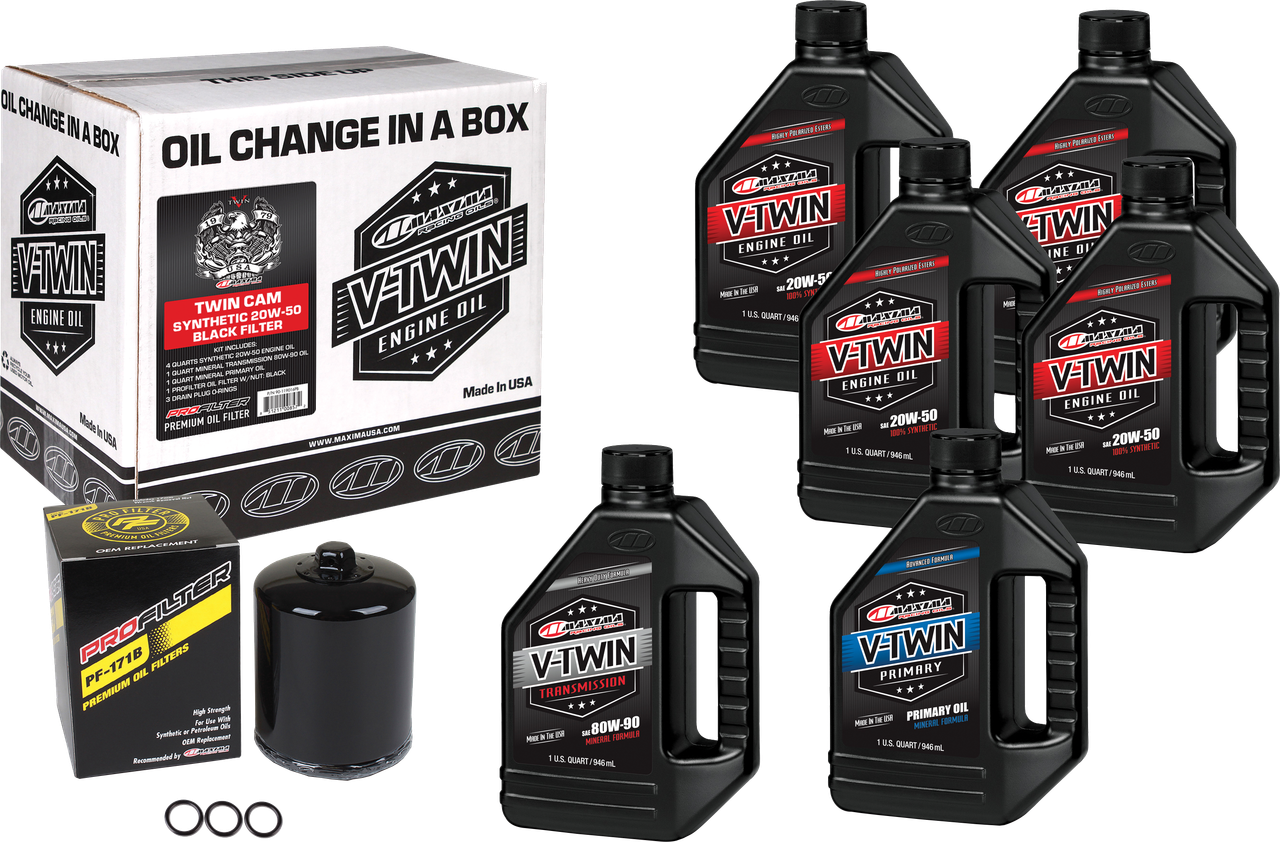 V Twin Syn Oil Change Kit Tc Black Filter