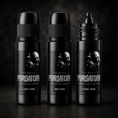 Quantum Gold Label Tattoo Ink - Complete Purgatory Gray Wash Set by Paul Booth - Reach