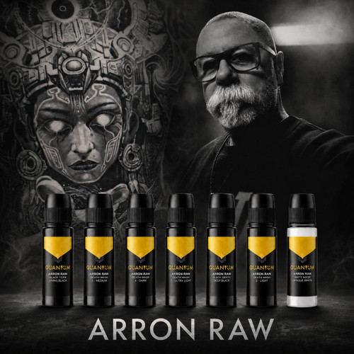 Quantum Tattoo Ink Arron Raw Skull & Bones - Gray Wash Full Set - Gold Label Tattoo Ink
