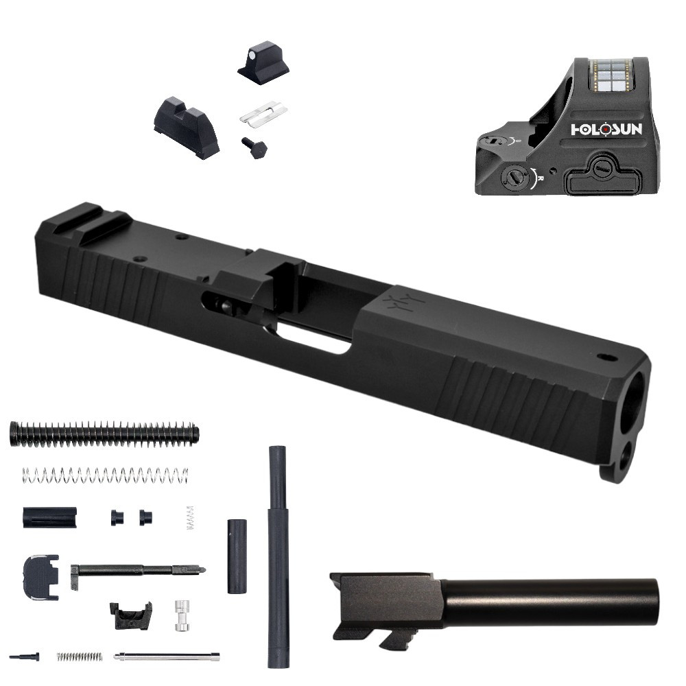 Zaffiri Precision ZPS.B, Glock 19 Gen 3 Complete Upper Kit, 9MM, Optics Ready Slide, RMR Footprint, Gold Titanium Nitride Finish, HD Fiber Sights, Cerakote Finish, Armor Black