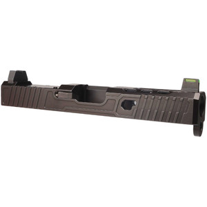 Grit Grips GGS2 Slide Assembly For Glock G19 Gen3 Pistols - Black Fiber Optic Tall Sights Grit Grips GGS2 Slide Assembly For Glock G19 Gen3 Pistols - Black Fiber Optic Tall Sights