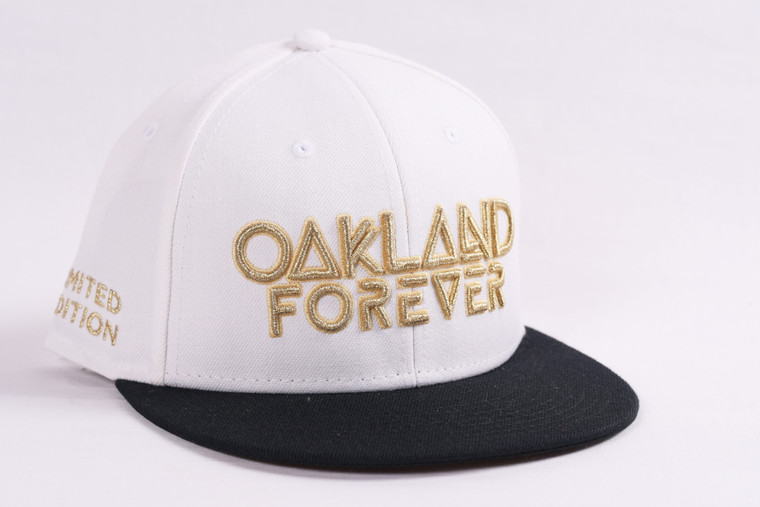 LIMITED EDITION White/Gold Adjustable Cap: Oakland Forever