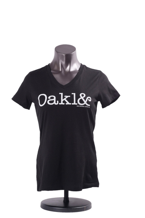 Black T with white lettering.