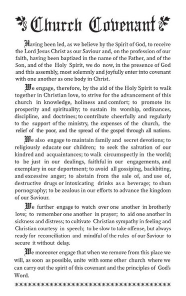 Church Covenant Wall Chart 35" x 55"