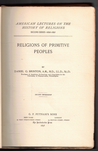 Religions of Primitive Peoples by Daniel G. Brinton